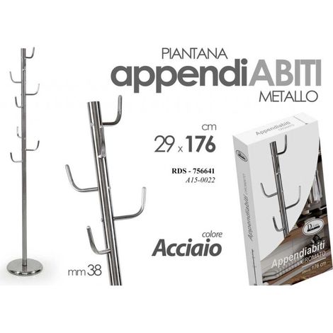 Kleiderständer aus verchromtem Metall 29x176