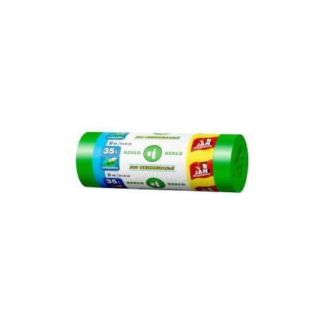 Bolsas de vidrio verde para clasificación con asas, 35 l
