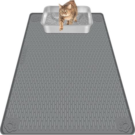 Cat Litter Mat, Extra Large Silicone Cat Litter Mat, 40 x 28 Inches, Soft on Cat's Paws, Easy to Clean (Dark Grey) (1/5)