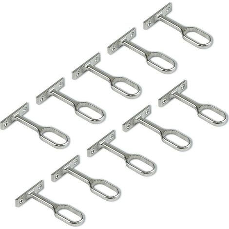 Support central pour barre de penderie ovale,Nickelé, Lot de 10 (1/5)