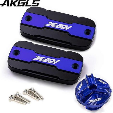 Bouchon de réservoir de liquide de frein avant + bouchon de remplissage pour moto Honda X-Adv 750, X-Adv 300, 750 et 1000 (2017-2022) - Kit bleu (1/4)