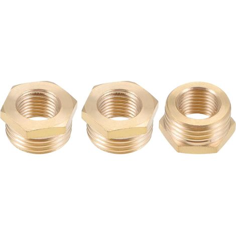 Lot de 3 Raccord de Tuyau en Laiton Mâle G1/2 x Femelle G1/4 Ton Doré (1/5)