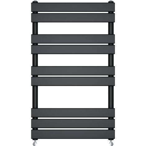 Bathroom Flat Panel Heated Towel Rail Radiator Central Heating 1000x600mm Black (1/3)