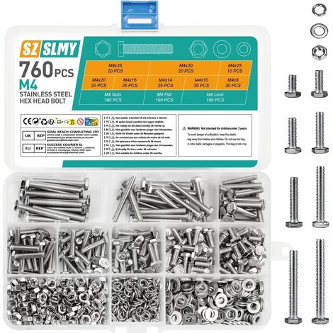 Schrauben M4 Set Muttern Unterlegscheiben Edelstahl M4 760 (1/5)