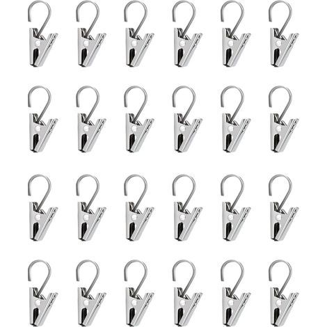 Lot de 24 pinces à rideaux et clips métal pour rideaux et guirlandes lumineuses (1/5)