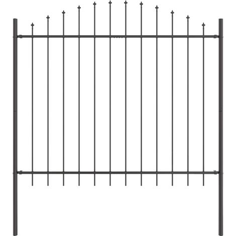 Maison Exclusive - Gartenzaun 7 pcs Grau 170 x 190 cm Pulverbesch