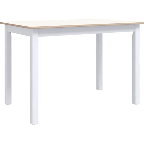 Maison Exclusive - Table à manger Blanc et marron 114x71x75 cm Bois d'hévéa massif (1/5)