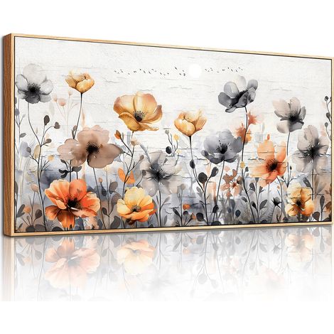 Tableau Decoration Murale Cadre Fleurs Colorées Salon 60x120 cm (1/5)