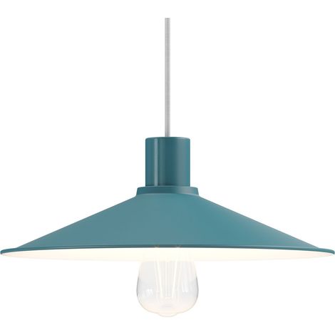 Lampada a sospensione Made in Italy completa di cavo tessile, paralume Swing Pastel e finiture in metallo  Senza lampadina - Petrolio - No