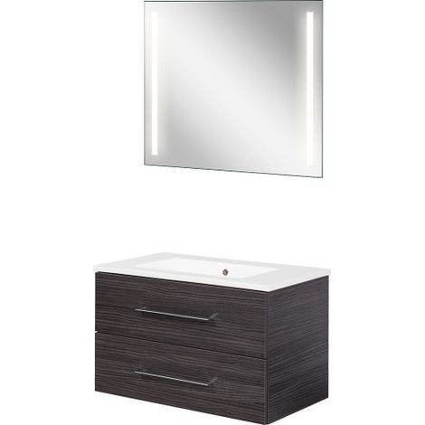 Fackelmann B.perfekt Badmöbel Set 3-teilig, 80 cm, Anthrazit, LED-Spiegel-09824 (1/4)
