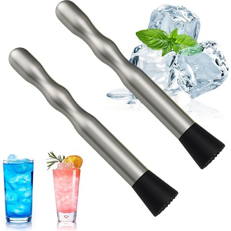 2 morteros de acero inoxidable para cócteles, para especias, frutas, limones y cócteles. (1/5)
