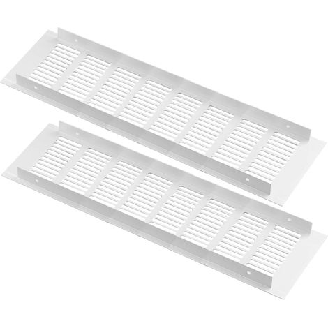 Lot de 2 Grille d'aération Aluminium, Rectangulaire Blanche 100x350mm, Pour Armoire Cuisine (1/5)