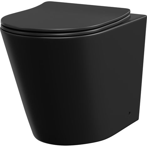 Colore Matt Black Back to Wall Toilet Pan with Soft Close Toilet Seat (1/5)