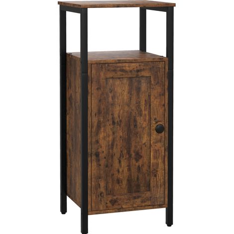 Mesa auxiliar industrial con armario y estantes regulables 34 x 30 x 80 cm marrón (1/5)