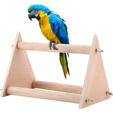 Perchoir à oiseaux en bois naturel, aire de jeu portable pour perroquet, jouet ludique avec perchoirs pour cage, adapté aux perruches ondulées et calopsittes (1/4)