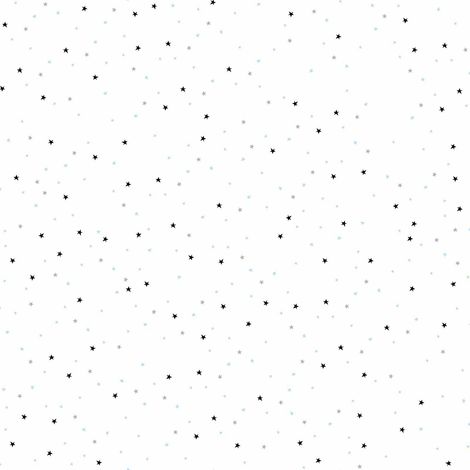 Papiers peints blanc pour chambre bébé | Papier peint blanc à motif étoiles pour chambre fille | Tapisserie enfant blanche intissée à motifs - 10,05 x 0,53 m (1/5)