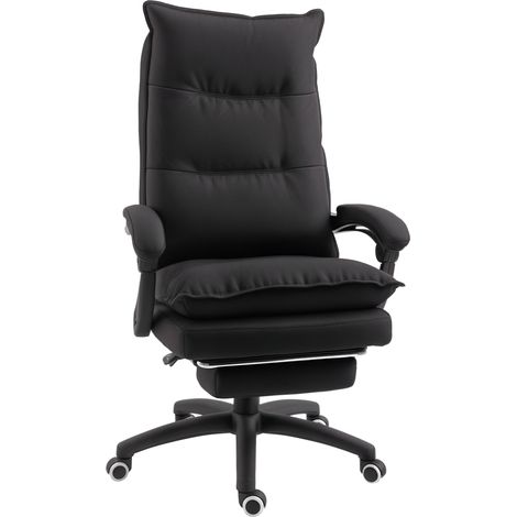 Sedia da Ufficio ad Altezza Regolabile con 6 Punti Massaggianti, in Tessuto Effetto Lino, 70x62x120-130 cm, Nero