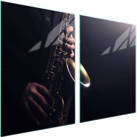 Plaque de protection en verre pour poêle 2x45x52 Musique (1/5)