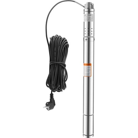 Pompe de fontaine submersible en acier inoxydable 2" 370 W Débit 1000 l/h max. Hauteur de refoulement de 55 m pour irrigation agricole, aménagement paysager, avec câble de 15 m (1/5)