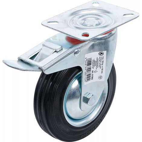 Ruota per mobili bgs diy 125 mm con freno e rotazione 360°