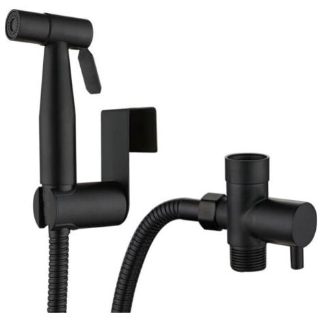 Pulvérisateur de bidet, douchette de salle de bain, douchette à main, ensemble complet noir, noir (1/5)