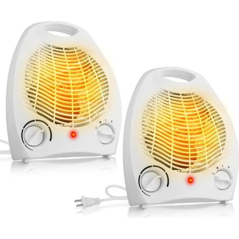 Petit radiateur d'appoint 2 pièces, radiateur soufflant portable, radiateur électrique personnel, radiateur thermostatique réglable blanc (1/3)