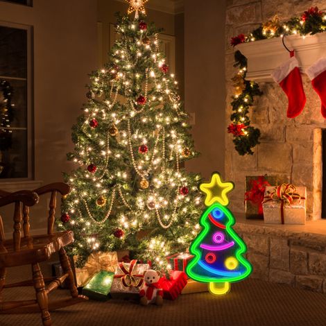 Sapin de Noël lumineux LED USB, guirlande lumineuse décorative pour sapin, 1 pièce, multicolore, alimentation par câble USB (1/4)