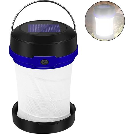 Lanterne Camping - LED Pliable Solaire et USB - 3 Modes Éclairage - Batterie 1200 mAh - Étanche - Pour Randonnée Camping Chasse - 1 Pièce (1/5)