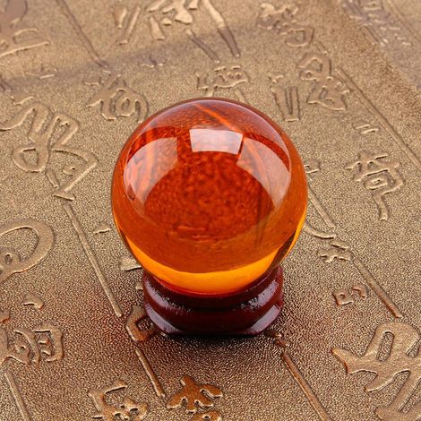 Boule en cristal de quartz naturel rare d'Asie, sphère ambre 40mm avec support, pierre de guérison énergétique, décoration ésotérique. (1/5)