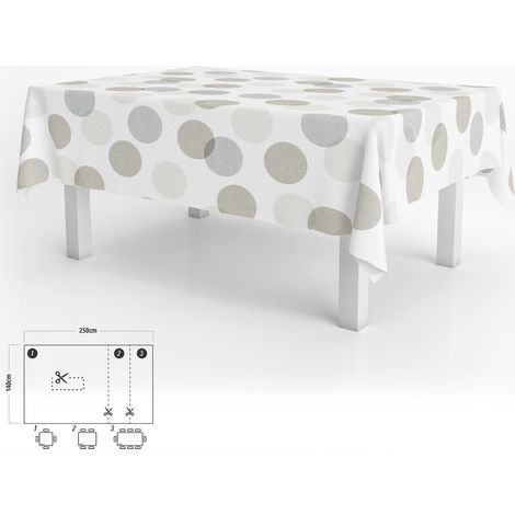 Tovaglia Antimacchia Tela Cerata Rettangolare 140 x 250 cm. Cerchi Beige (1/4)