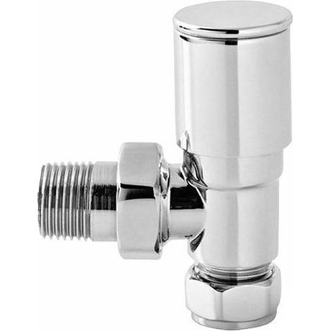 NRG Premium Manual Angled Round Head Towel Rail Radiator Valve Central Heating Taps Chrome