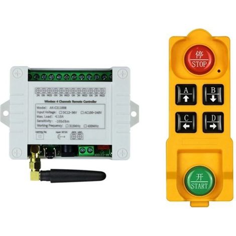 DC12V 24V 36V 4CH Télécommande Sans Fil LED Interrupteur Relais Sortie Radio RF Émetteur Étanche Récepteur 433MHz (1/4)