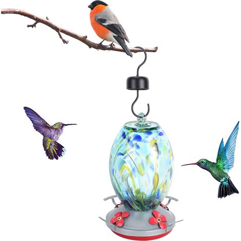 Mangeoire à colibris en verre peint coloré, outil d'alimentation pour oiseaux pour jardin et cour Q2 (1/5)