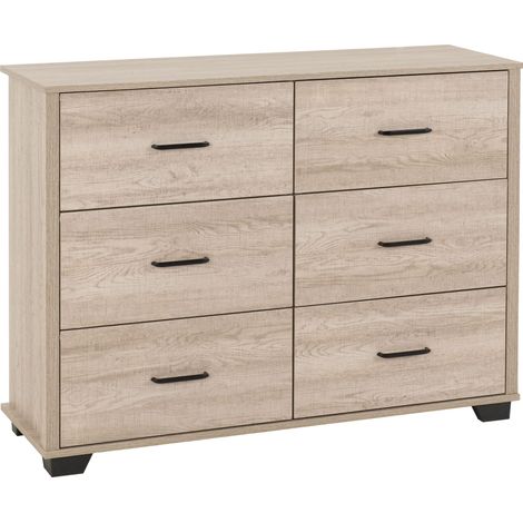 Oliver 6 Drawer Chest - L40 x W120 x H90 cm - Light Oak Effect (1/5)