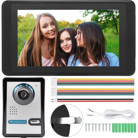 Sonnette vidéo avec écran tactile 7 pouces filaire, interphone de porte pour prise AU 110-240V, kit de visiophonie pour prise de photos et vidéos (1/5)