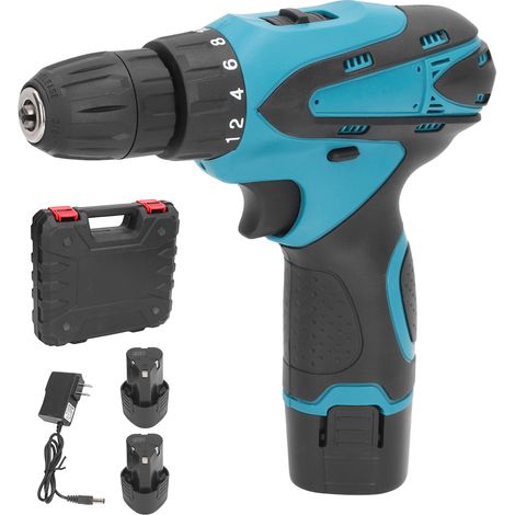 Mini perceuse sans fil 12V électrique à 2 vitesses, couple 350 po-lb, mandrin 3/8 po, avec 2 batteries et chargeur, prise US 110-240V (1/5)