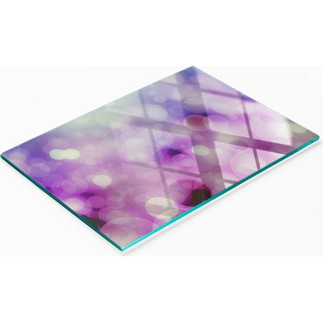 Planche à découper décorative en verre trempé, cercles violets, 80 x 52 cm (1/5)