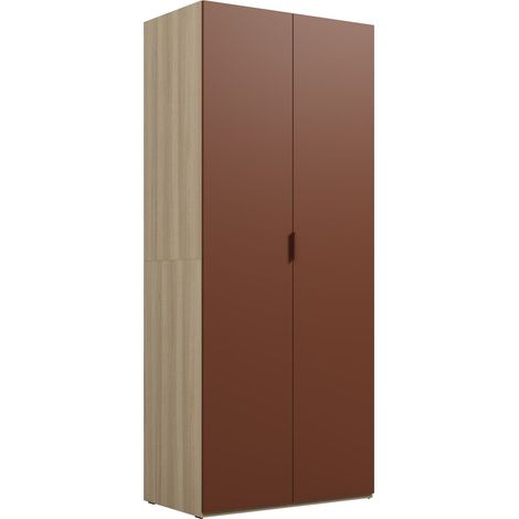 Armario Austin 387, Naranja + Roble, 215x90x53cm, Puertas de armario: Con bisagras, Número de estantes: 0