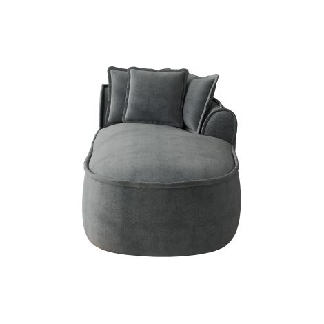 Canapé méridienne Manchester avec coussins en chenille grise WL (1/5)
