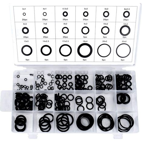 Assortimento di guarnizioni O-ring in gomma da 225 pezzi con custodia, assortimento di guarnizioni O-ring in gomma da 225 pezzi con custodia (1/5)