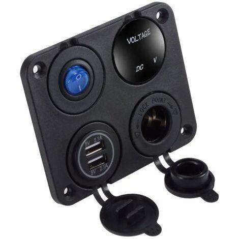 Panneau de commutation 4 en 1, voltmètre numérique étanche, alimentation de voiture 12V, double chargeur Usb, prise allume-cigare avec interrupteur à bascule (1/5)