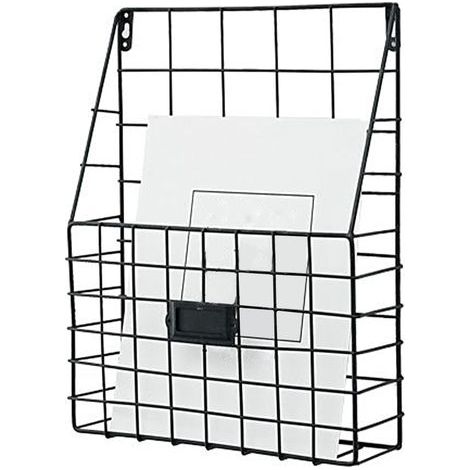 Metal wall-mounted hanging storage shelf, 28 x 10 x 40 cm, multi-compartment display for documents, books, bathroom, modern wall mounting (1/5)