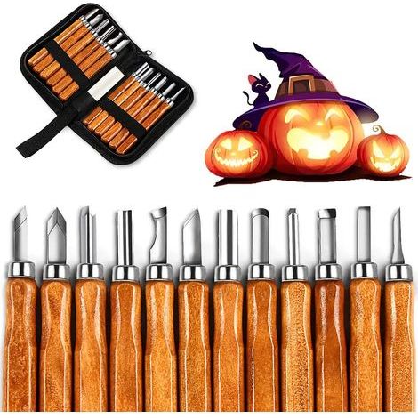 Set mit 12 SK5 Holzschnitzmessern zum Schnitzen von Geschenken, Kürbissen und anderen Holzarbeiten geeignet für Anfänger und Profis. (1/5)