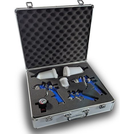 Bituxx 3er Set HVLP Lackierpistolen Druckluftpistole Spritzpistole Lack Farbe Druckminderer Spraypistole Farbsprühpistole