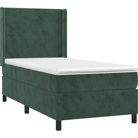 Giroletto a Molle con Materasso Verde Scuro 100x200 cm Velluto vidaXL (1/4)