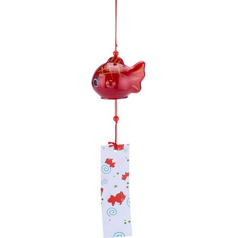 Carillon japonais poisson rouge verre fait main pour jardin et balcon
