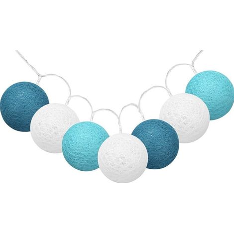 Guirlande Lumineuse Coton Boules - 3,3 M - 20 LED - Alimentation Secteur - Étanche IP44 - Décoration Intérieure Noël Mariage Chambre Bébé - 1 Pièce (1/5)
