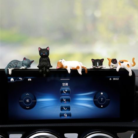 Accessoires intérieurs de voiture pour voiture : décoration de tableau de bord sur le thème des chats, ensemble de 5 pièces comprenant une jolie décoration pour le tableau de bord et le rétroviseur, c (1/5)