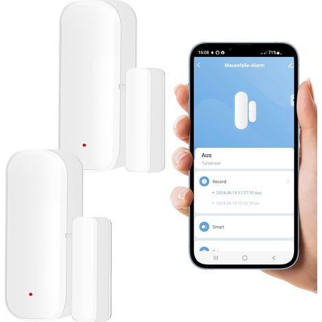 Lot de 2 Capteur de Porte WiFi: Capteur de Porte Fenêtr Intelligent, Capteur de Fenêtre sans Fil avec Alerte de Notification par Application Convient aux Portes, Fenêtres et Armoires, Maison