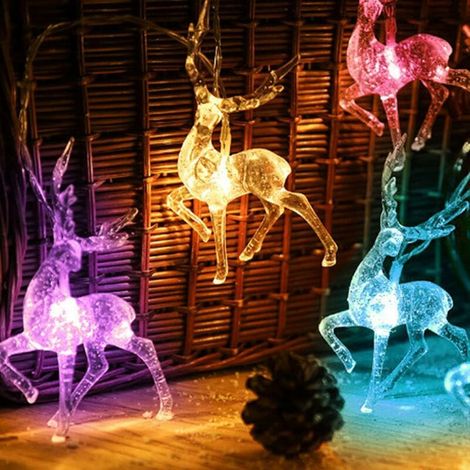 Rideau Lumineux,Guirlande Lumineuse Sapin Noel,Girlande de Lumière 1.5M 10 LED Rennes de Noël à Piles, Guirlande déclairage de Cerf de Noël,Décoration Intérieur et Extérieur pour Noël, Fenêtre, Jardin (1/5)